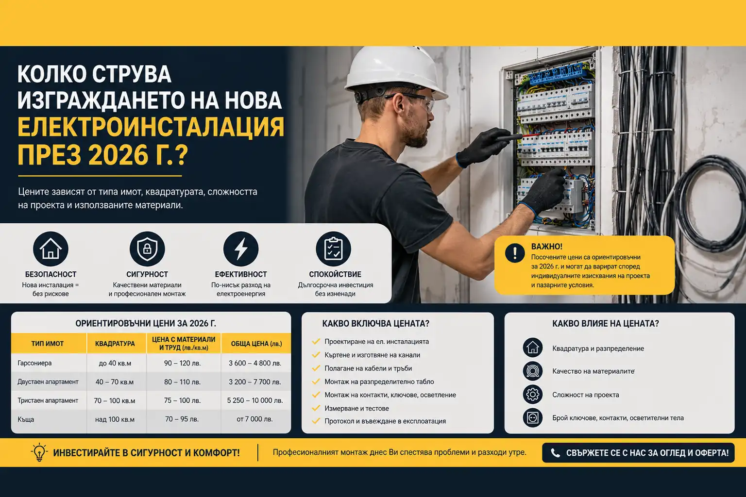 Колко струва изграждането на нова електроинсталация през 2026 г.?