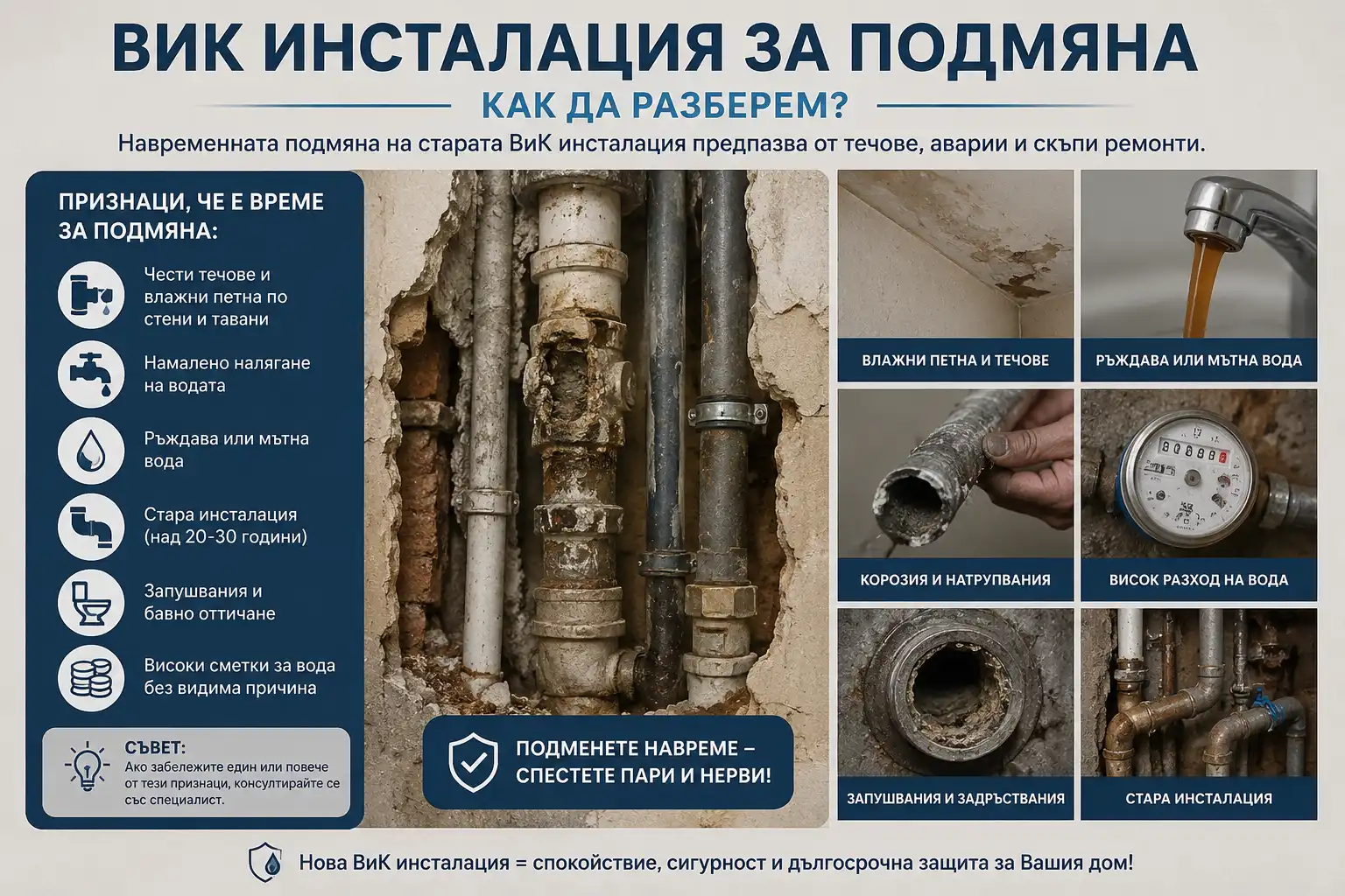 Как да разберете, че ВиК инсталацията има нужда от подмяна?